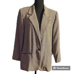 Fundamental Things Petite Vintage oversized one button houndstooth blazer sz 10P